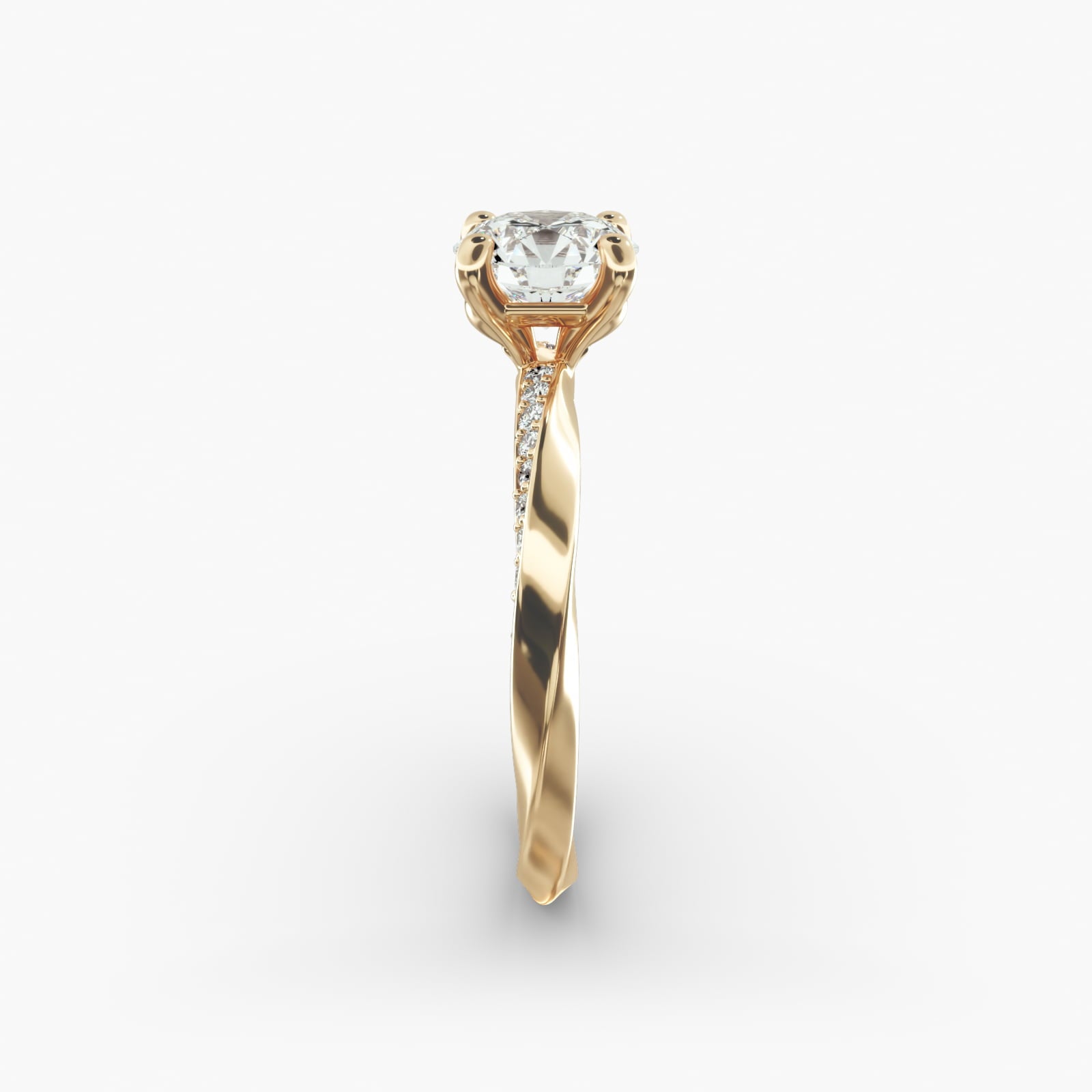 Twisted Sparkle Round Lab Grown Diamond Center Engagement Ring