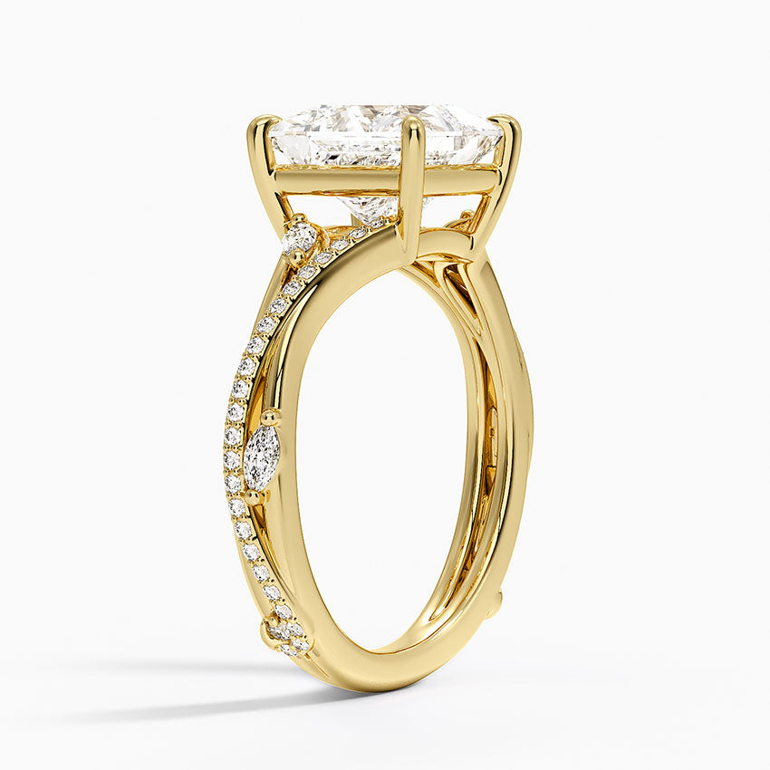 Split Vine Marquise Cluster Princess Lab Grown Diamond Center Engagement Ring