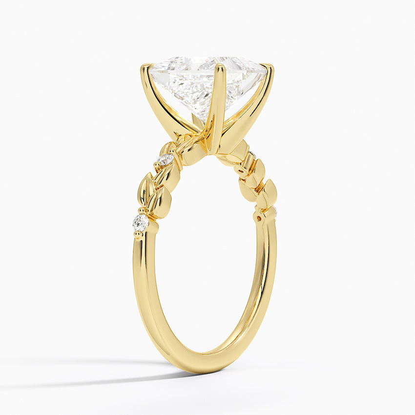 Vine Bloom Milgrain Princess Lab Grown Diamond Center Engagement Ring