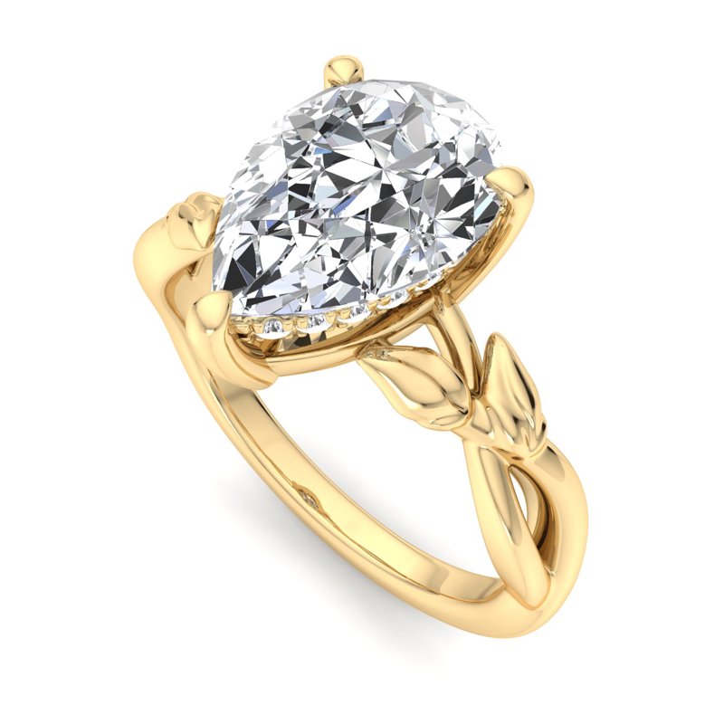 Nature-Inspired Pear Lab Grown Diamond Center Engagement Ring
