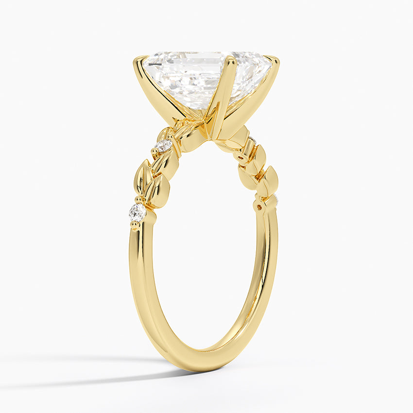 Vine Bloom Milgrain Emerald Lab Grown Diamond Center Engagement Ring