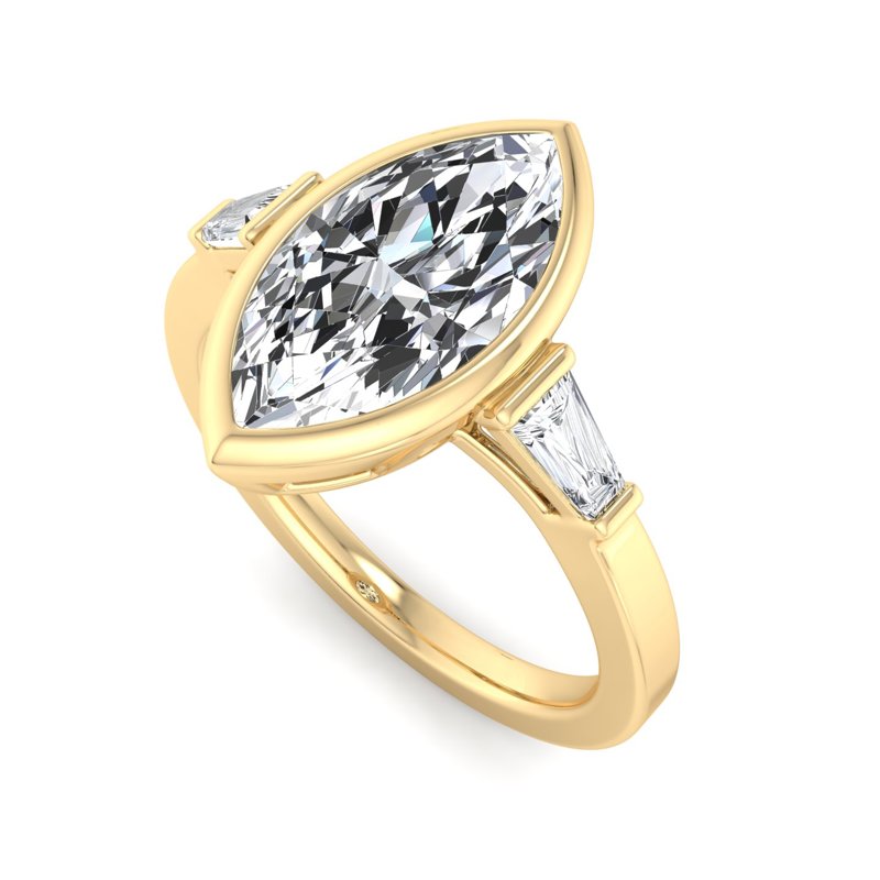 Timeless Bezel-Set Marquise Lab Grown Diamond Center Engagement Ring