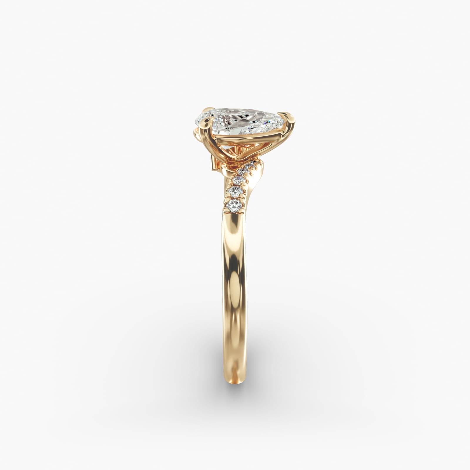 Asymmetric Elegance Pear Lab Grown Diamond Center Engagement Ring
