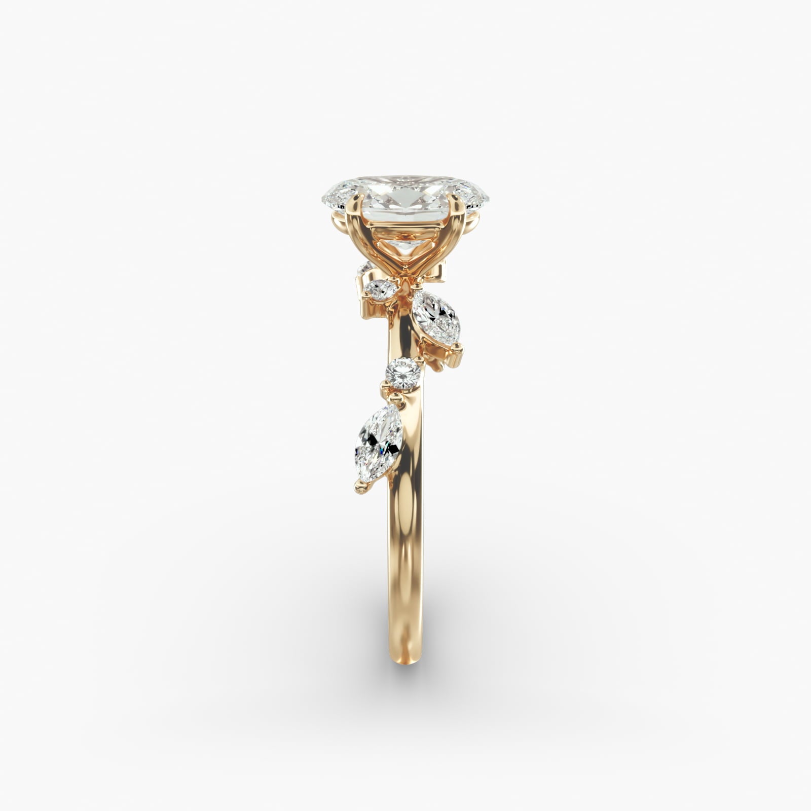 Symphony of Light Floral Oval Lab Grown Diamond Center Engagement Ring