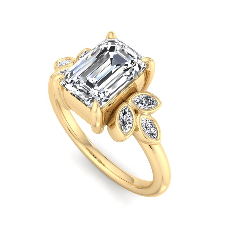 Floral Radiance Emerald Lab Grown Diamond Center Engagement Ring