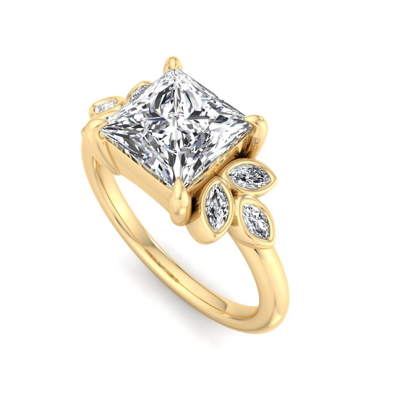 Floral Radiance Princess Lab Grown Diamond Center Engagement Ring