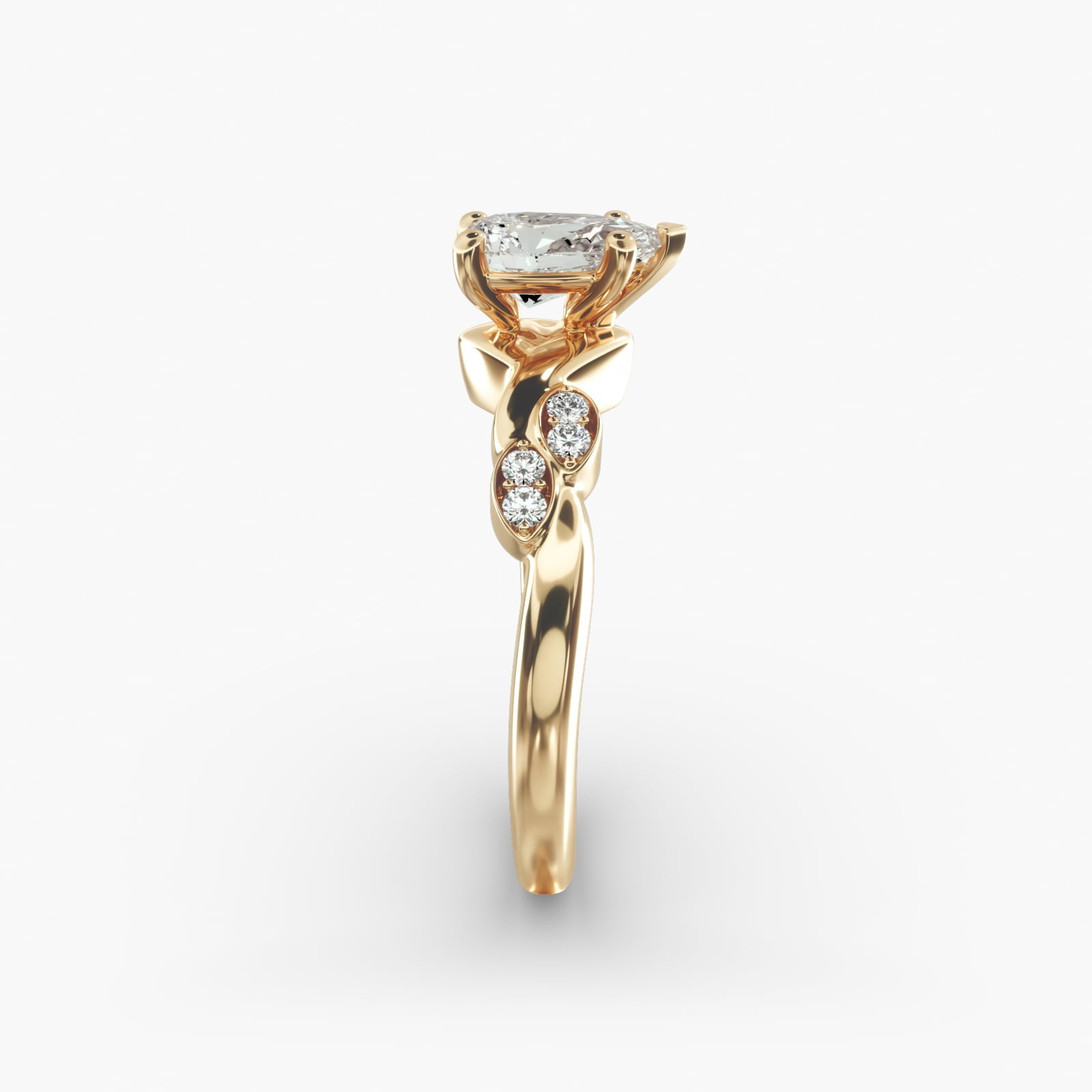 Floral Twist Cluster Pear Lab Grown Diamond Center Engagement Ring