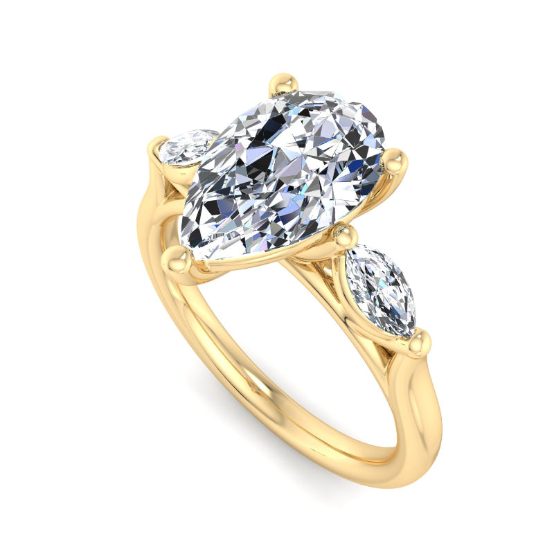 Classic Pear-Cut Center with Side Accents Lab Grown Diamond Center Engagement Ring