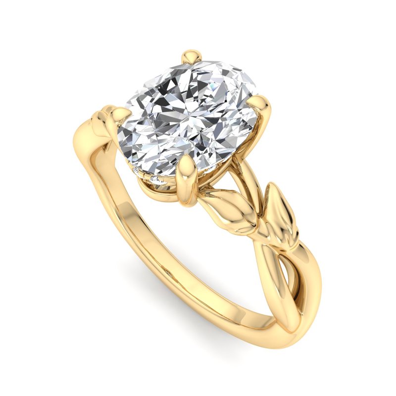 Nature-Inspired Oval Lab Grown Diamond Center Engagement Ring