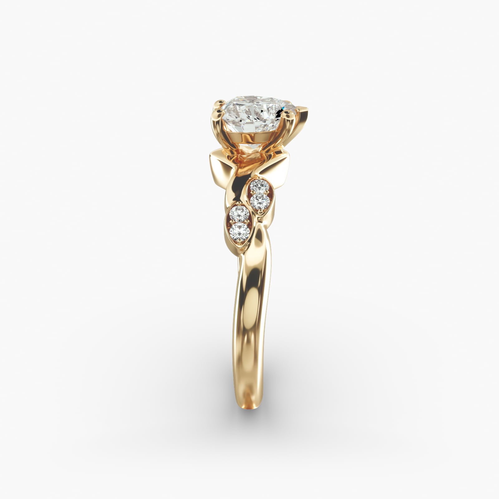 Floral Twist Cluster Heart Lab Grown Diamond Center Engagement Ring