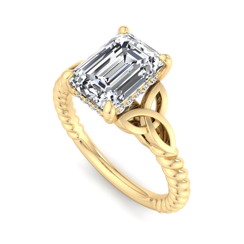 Twisted Vine Artisan Emerald Lab Grown Diamond Center Engagement Ring