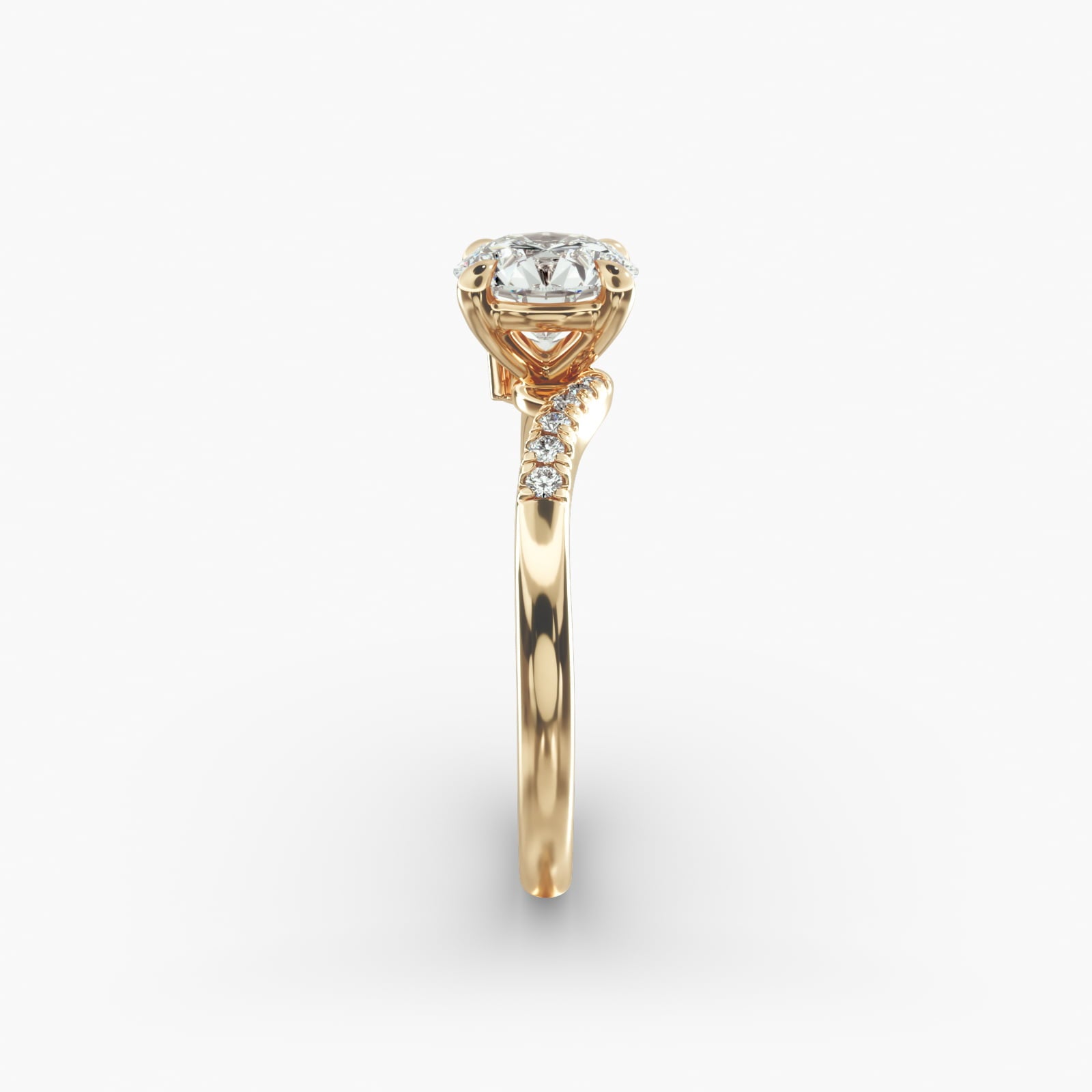 Asymmetric Elegance Round Lab Grown Diamond Center Engagement Ring