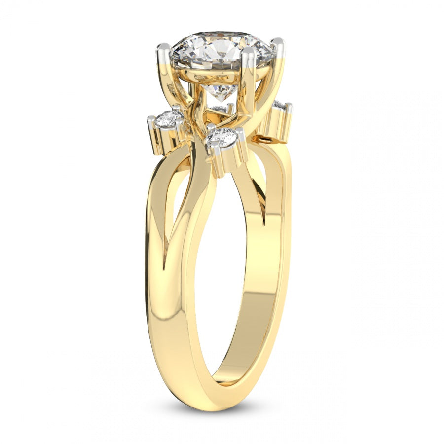 Twist Band Radiance princess Lab Grown Diamond Center Engagement Ring