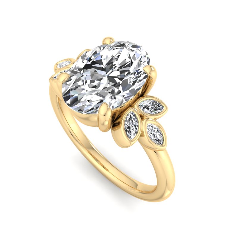 Floral Radiance Oval Lab Grown Diamond Center Engagement Ring
