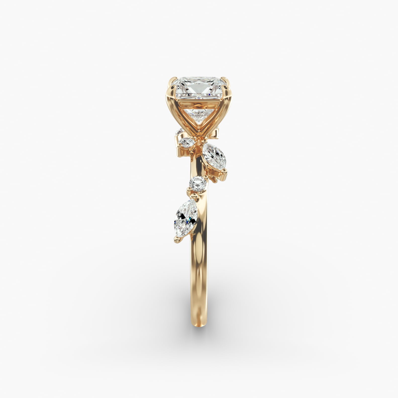 Symphony of Light Floral Princess Lab Grown Diamond Center Engagement Ring