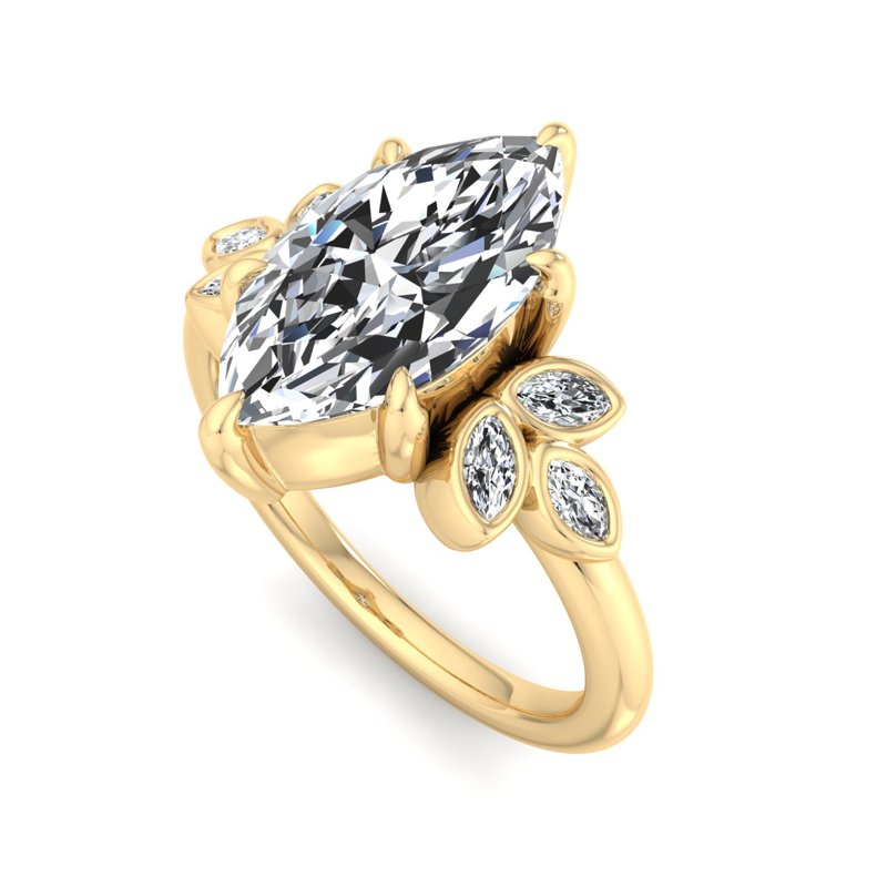 Floral Radiance Marquise Lab Grown Diamond Center Engagement Ring