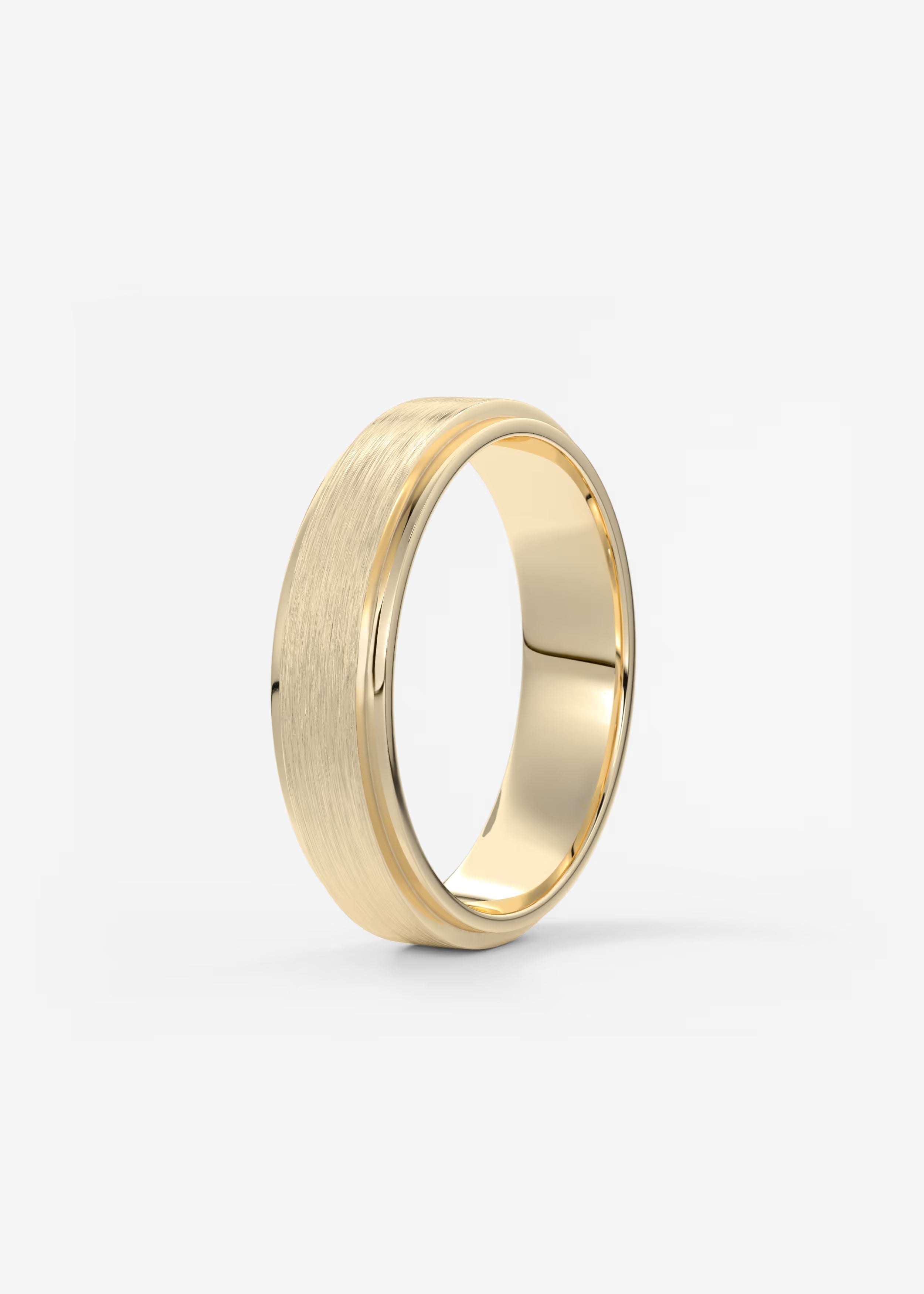Matte Brushed Gold Band with Polished Interior and Beveled Edge