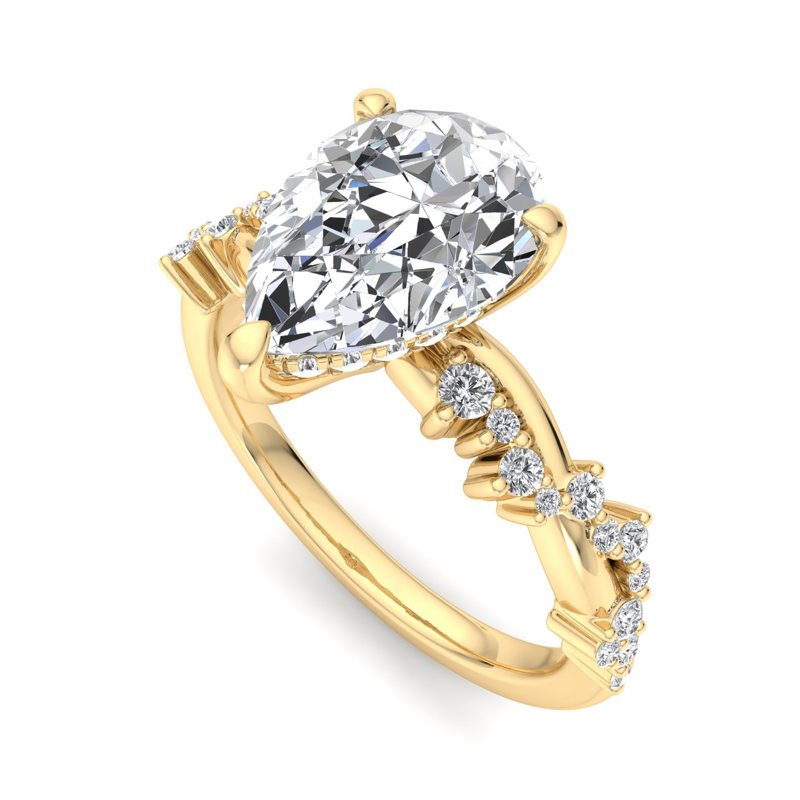 Classic Sparkle Pavé Pear Lab Grown Diamond Center Engagement Ring