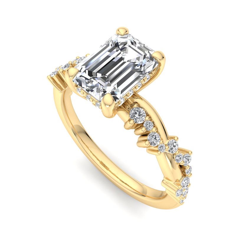 Classic Sparkle Pavé Emerald Lab Grown Diamond Center Engagement Ring