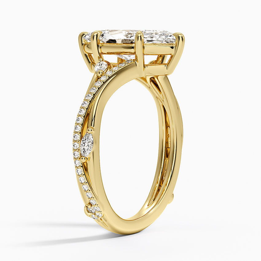 Split Vine Marquise Cluster Marquise Lab Grown Diamond Center Engagement Ring