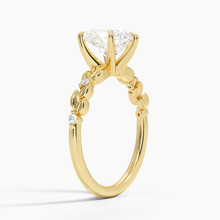 Vine Bloom Milgrain Heart Lab Grown Diamond Center Engagement Ring