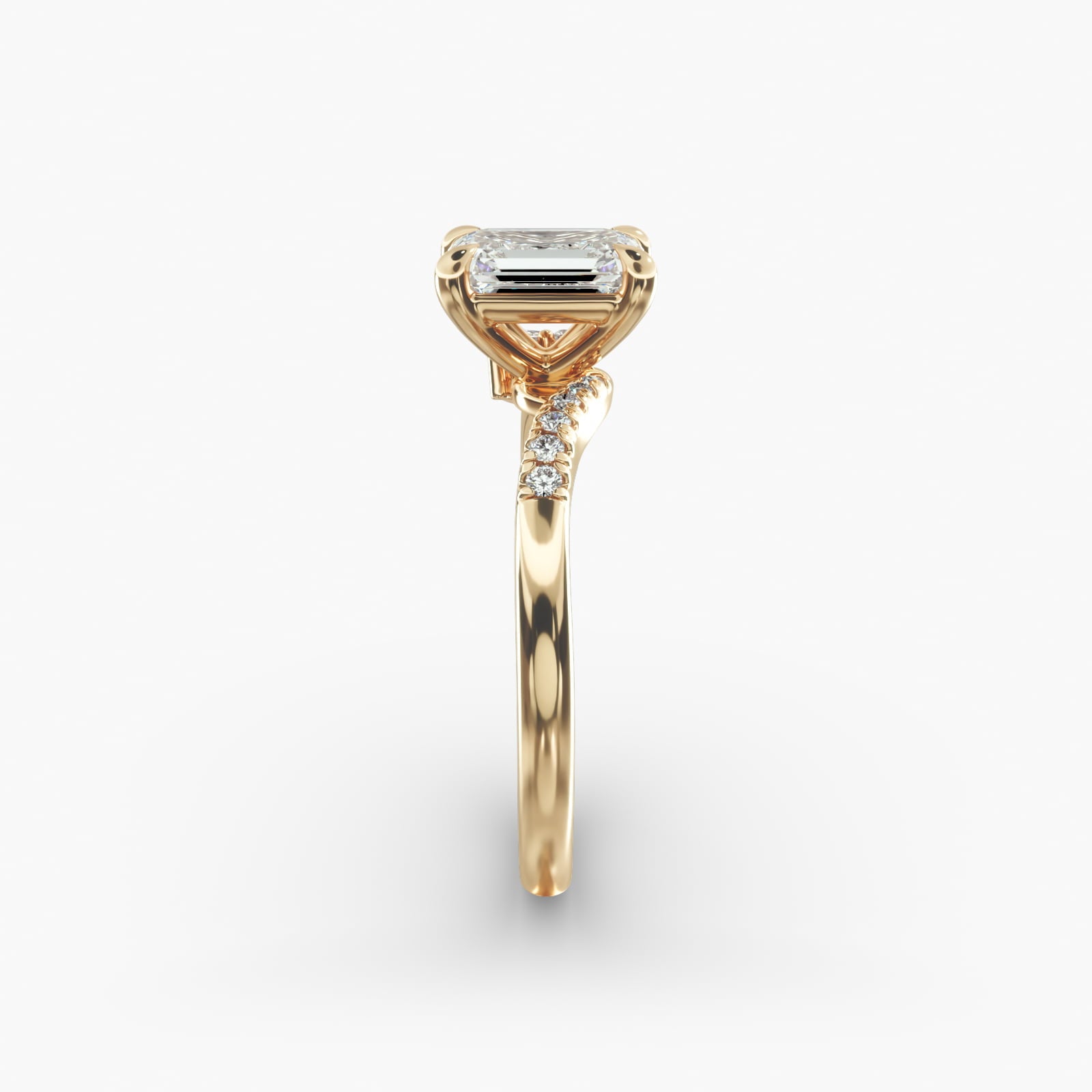 Asymmetric Elegance Emerald Lab Grown Diamond Center Engagement Ring