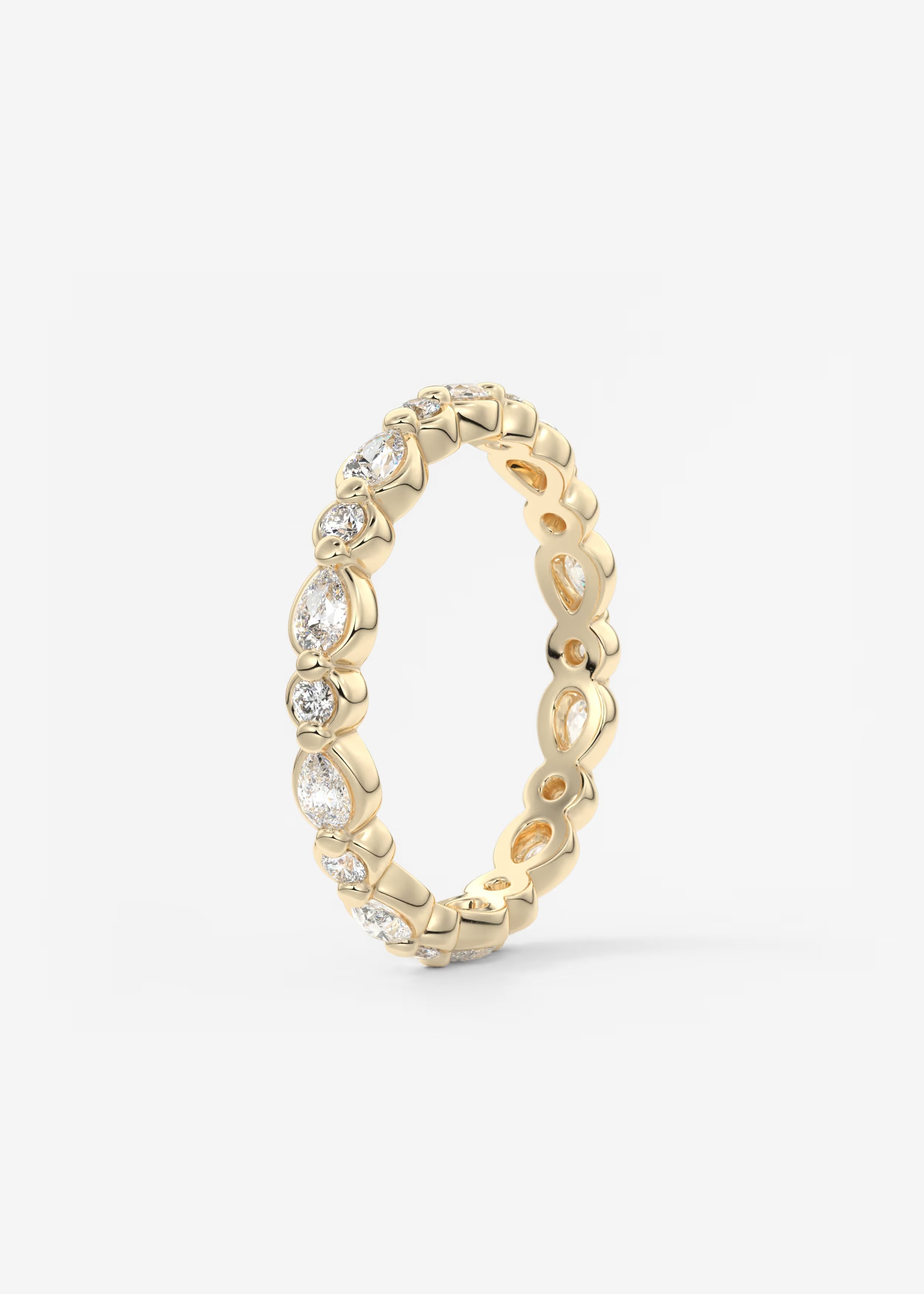 Gold Full Eternity Band with Alternating Round and Marquise Bezel‑Set Lab‑Grown Diamonds
