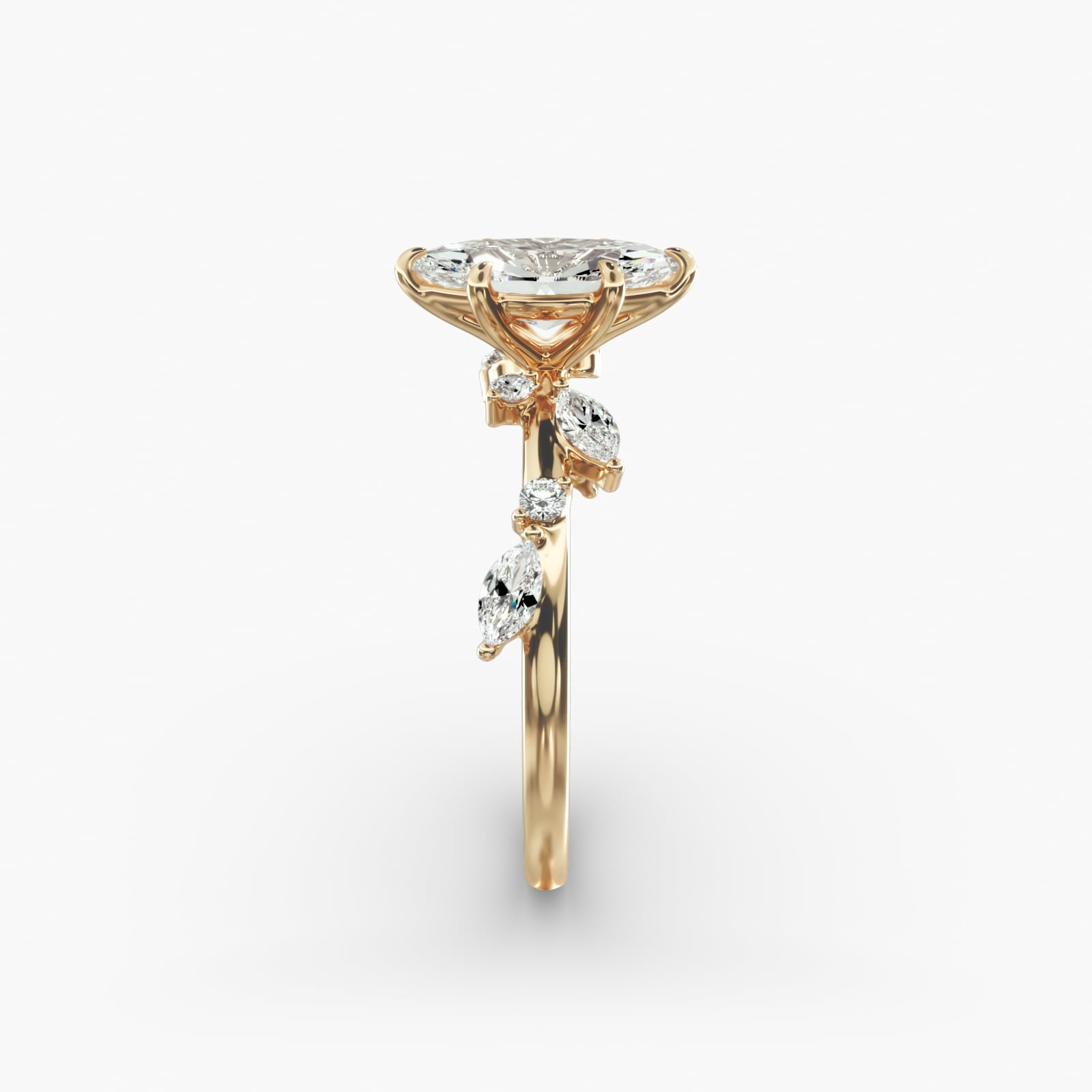Symphony of Light Floral Marquise Lab Grown Diamond Center Engagement Ring