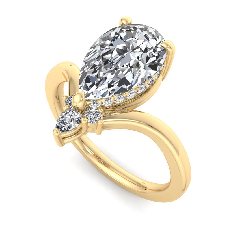 Radiant Tiered Sparkle Pear Lab Grown Diamond Center Engagement Ring