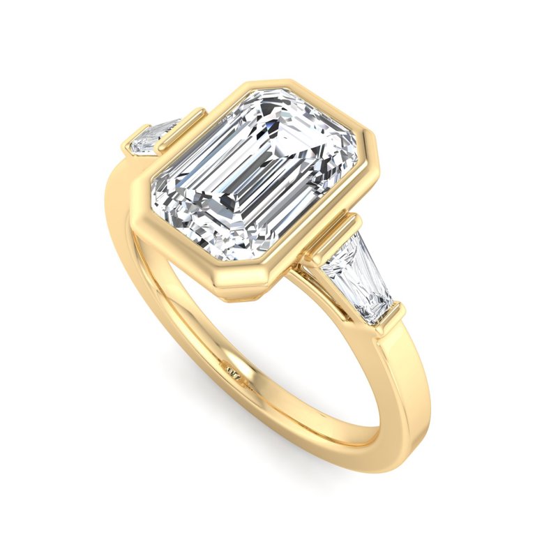 Timeless Bezel-Set Emerald Lab Grown Diamond Center Engagement Ring