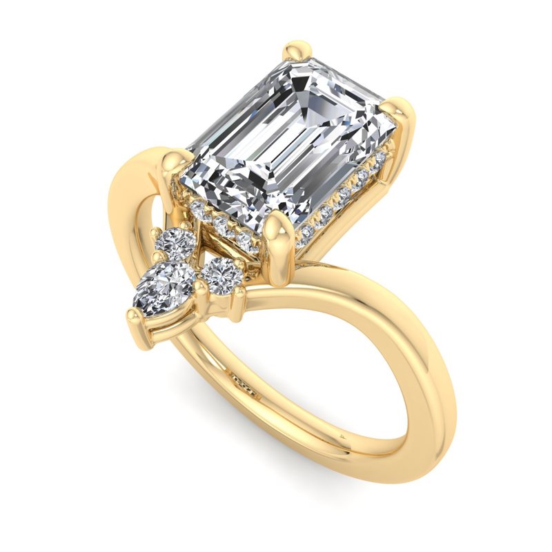Radiant Tiered Sparkle Emerald Lab Grown Diamond Center Engagement Ring