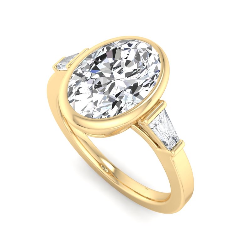 Timeless Bezel-Set Oval Lab Grown Diamond Center Engagement Ring