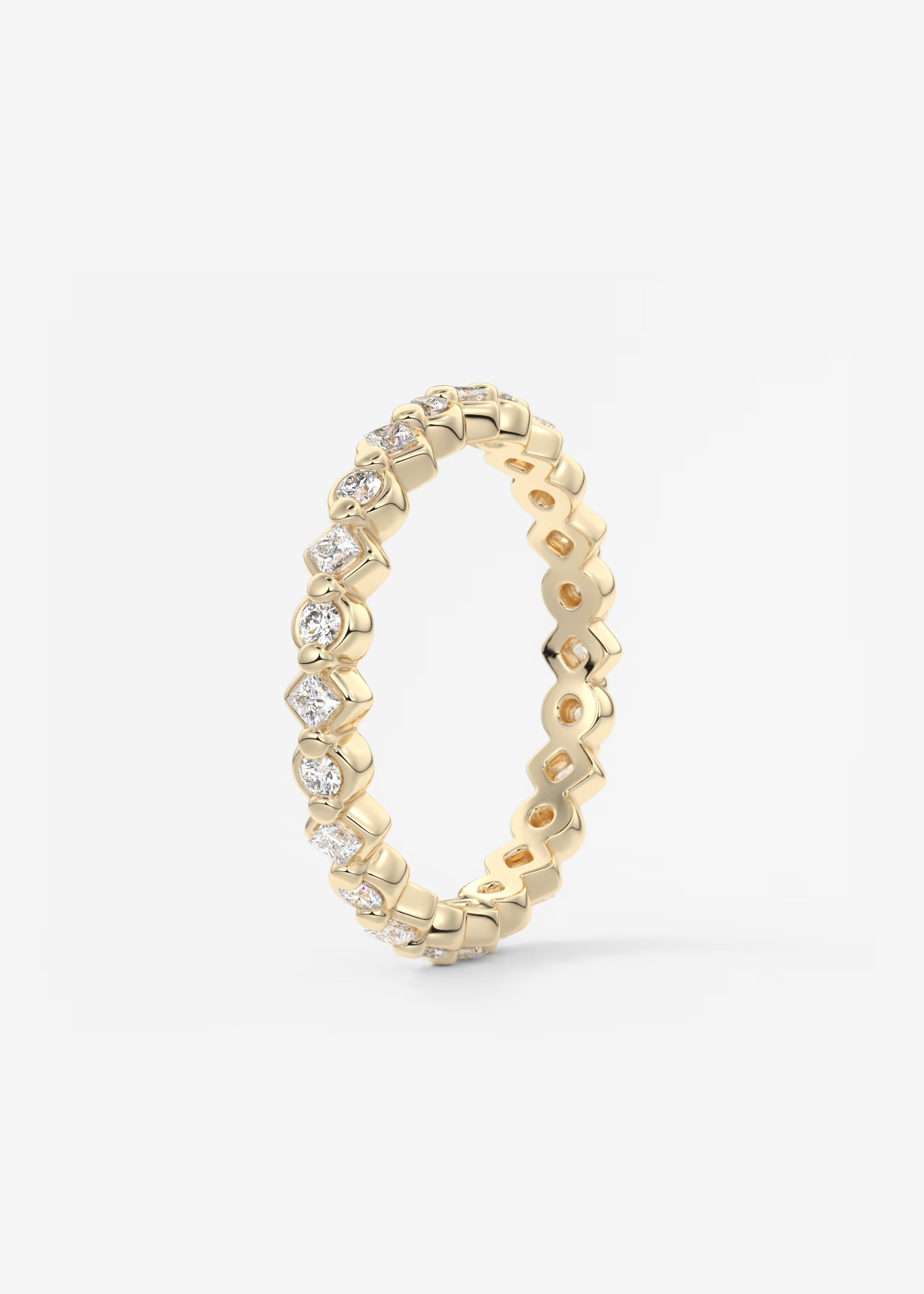 Gold Full Eternity Band with Raised Diamond‑Shaped Settings and Round Lab‑Grown Diamonds