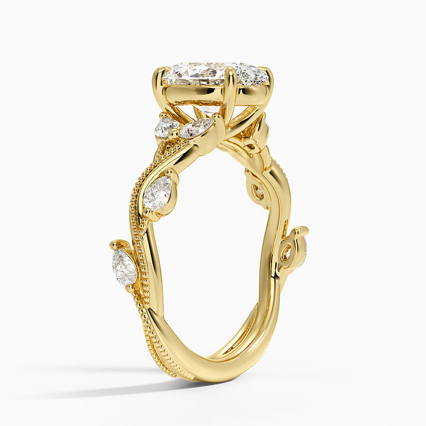Vine Twist Milgrain Oval Lab Grown Diamond Center Engagement Ring