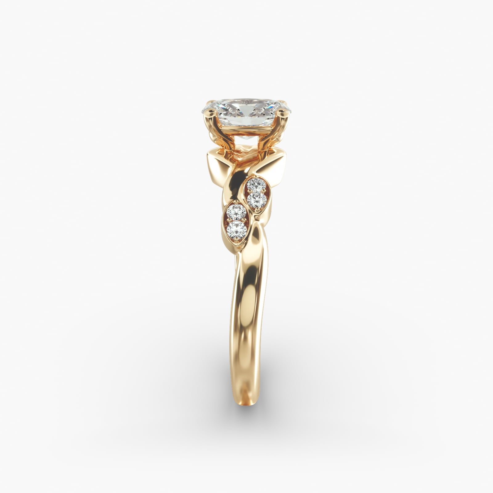 Floral Twist Cluster Oval Lab Grown Diamond Center Engagement Ring