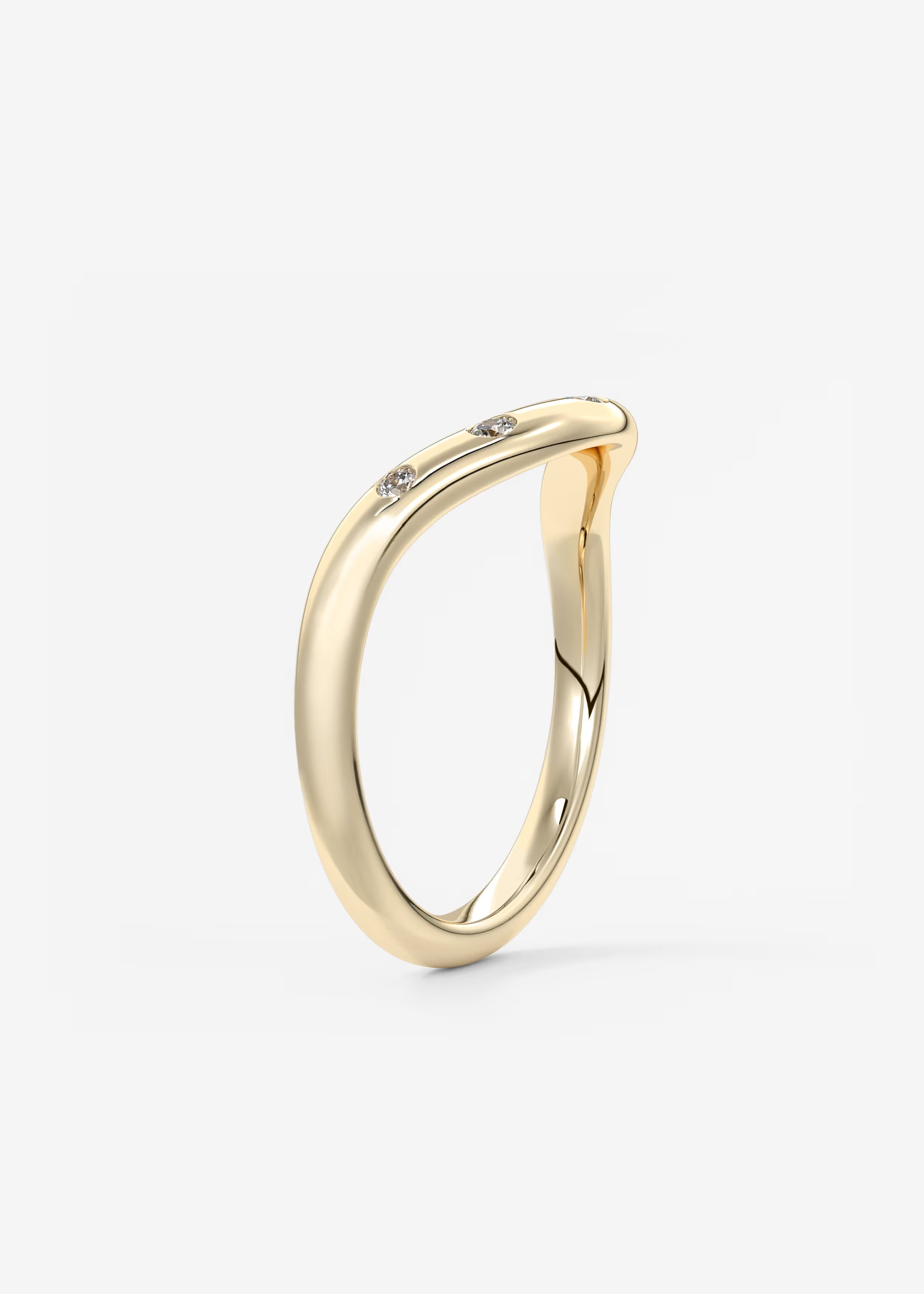 Gold Wave‑Shaped Band with Graduated Round Lab‑Grown Diamonds