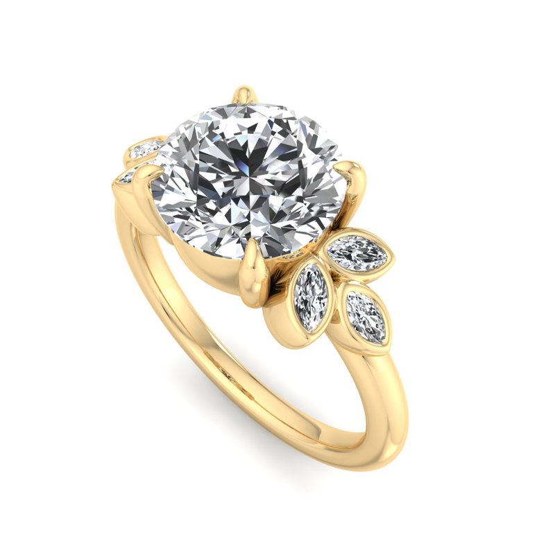 Floral Radiance Round Lab Grown Diamond Center Engagement Ring