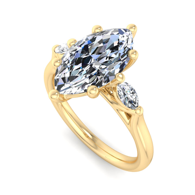 Classic Marquise-Cut Center with Side Accents Lab Grown Diamond Center Engagement Ring