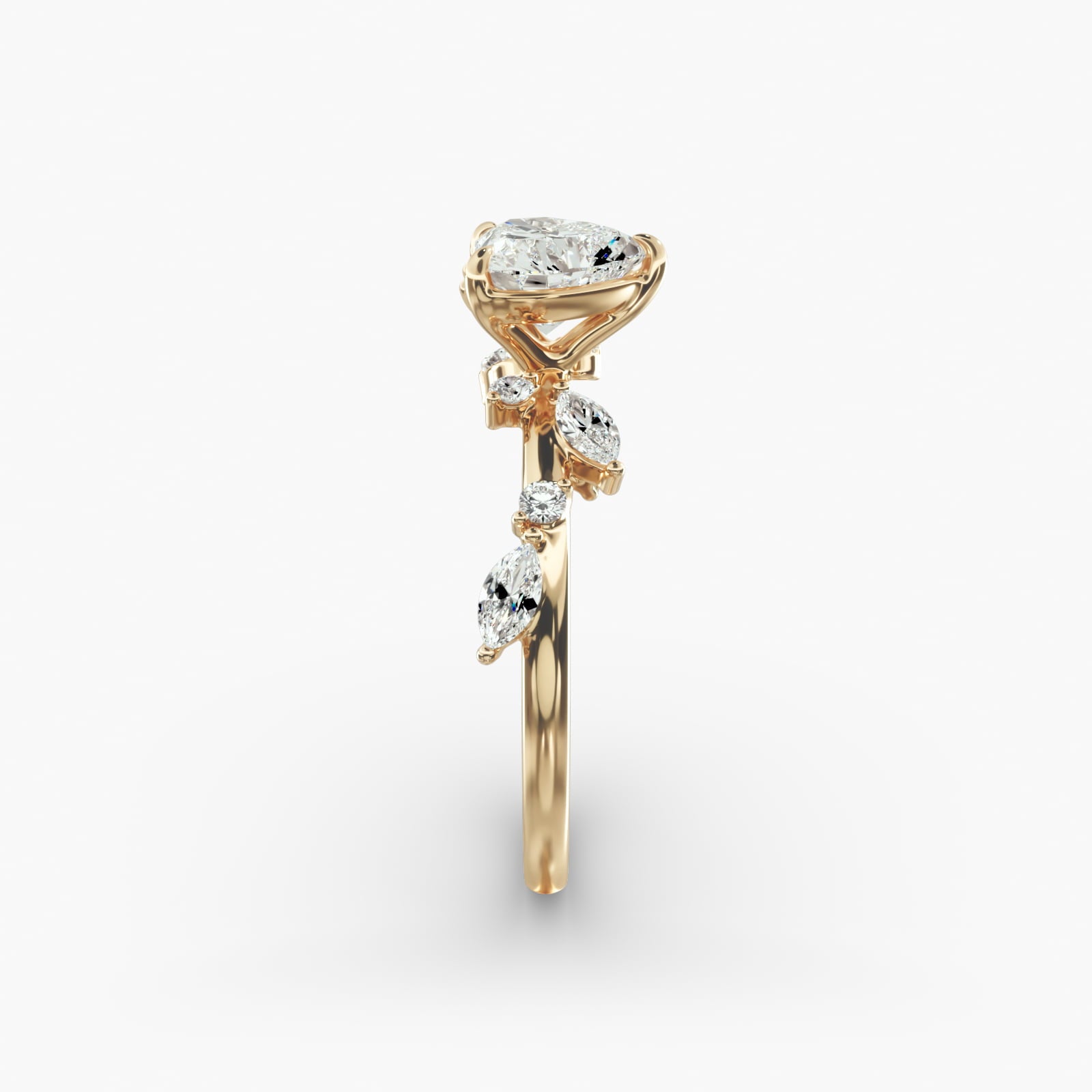 Symphony of Light Floral Heart Lab Grown Diamond Center Engagement Ring
