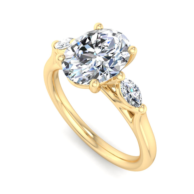 Classic Oval-Cut Center with Side Accents Lab Grown Diamond Center Engagement Ring