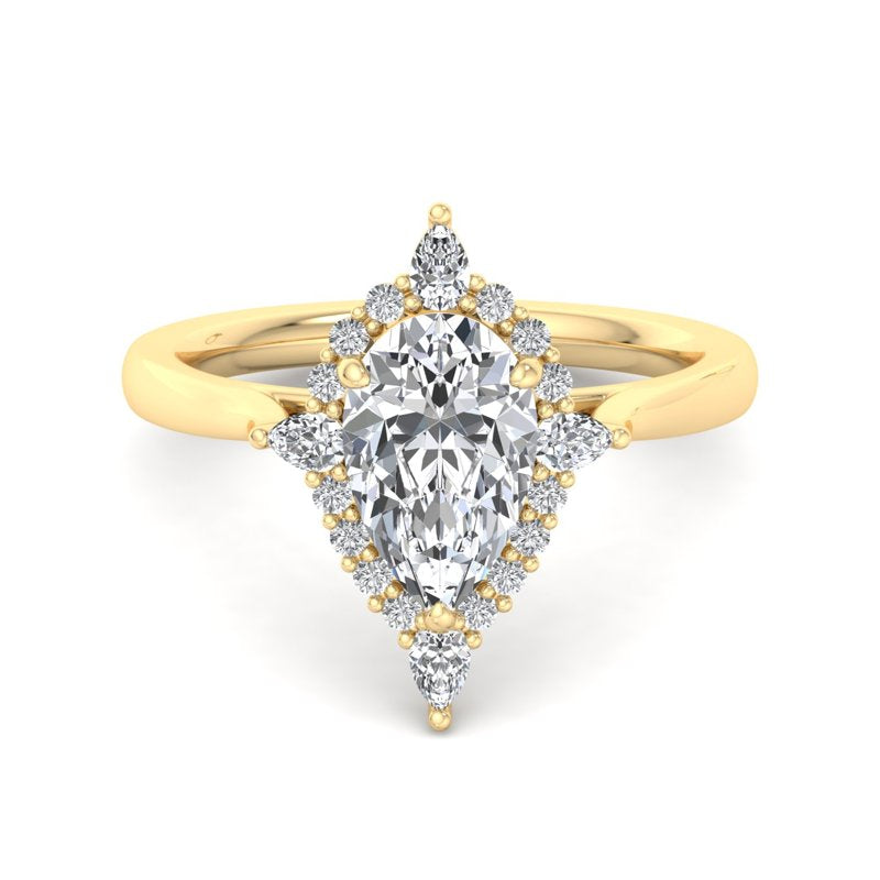 Halo-style with Pear Accents and Pear Lab Grown Diamond Center Engagement Ring
