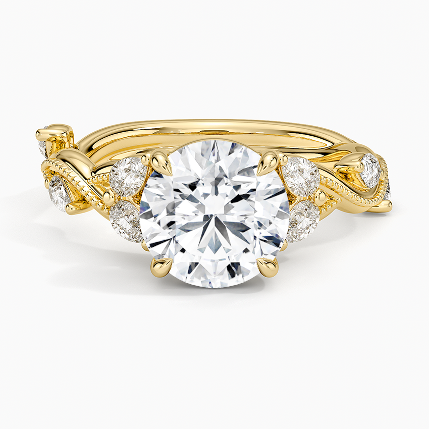 Vine Twist Milgrain Round Lab Grown Diamond Center Engagement Ring
