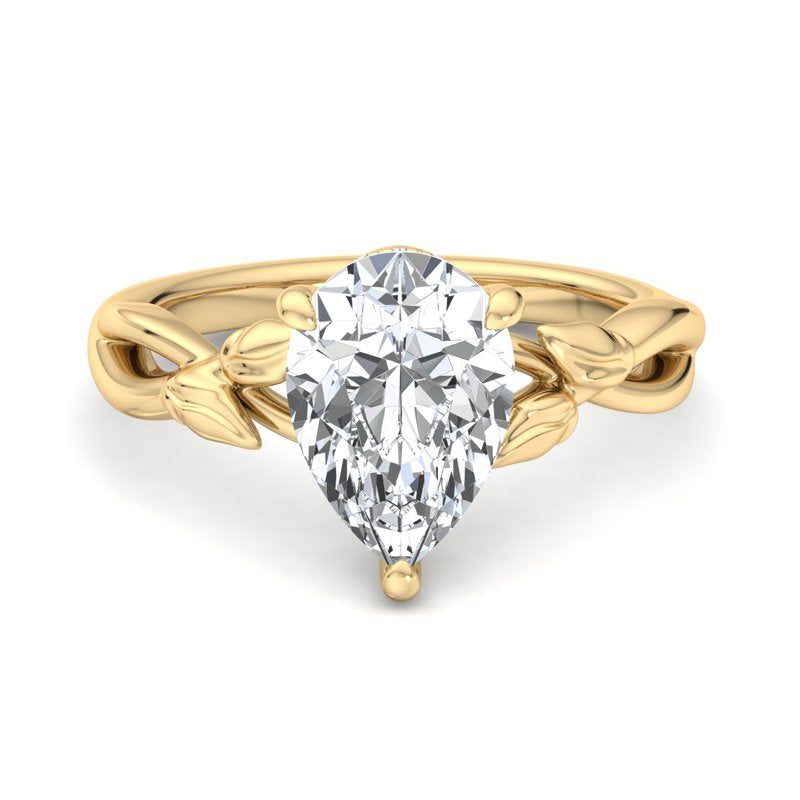 Nature-Inspired Pear Lab Grown Diamond Center Engagement Ring