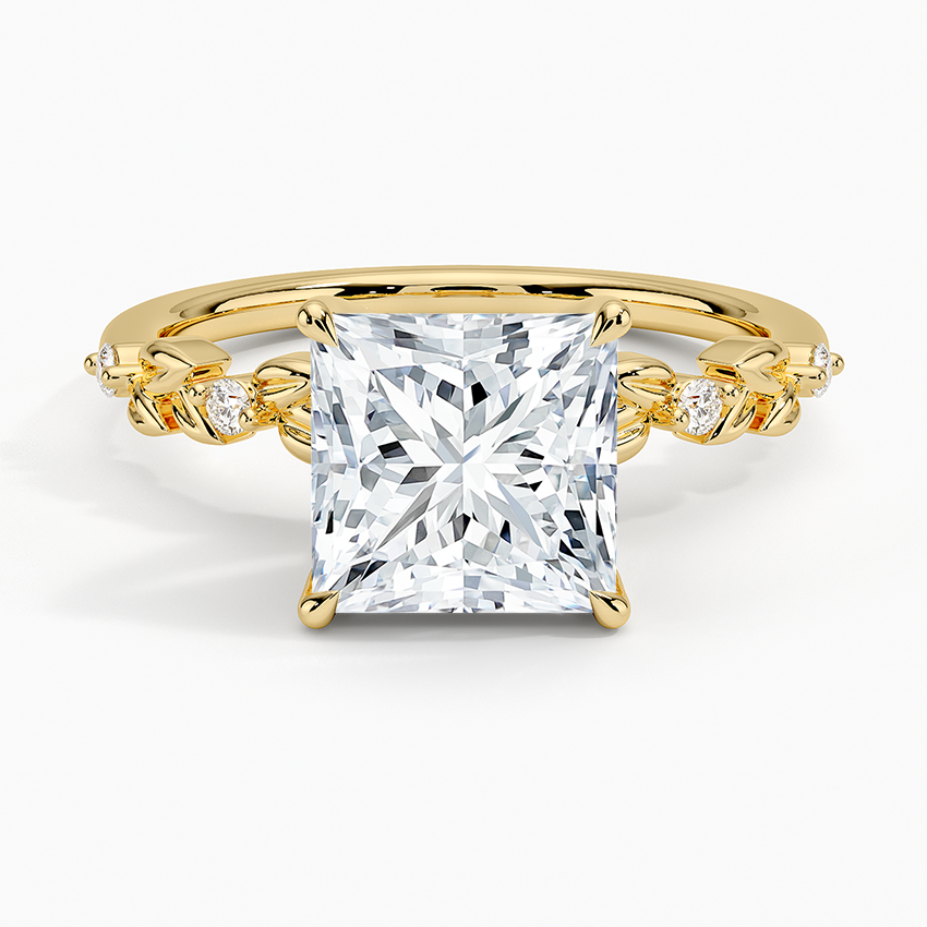 Vine Bloom Milgrain Princess Lab Grown Diamond Center Engagement Ring