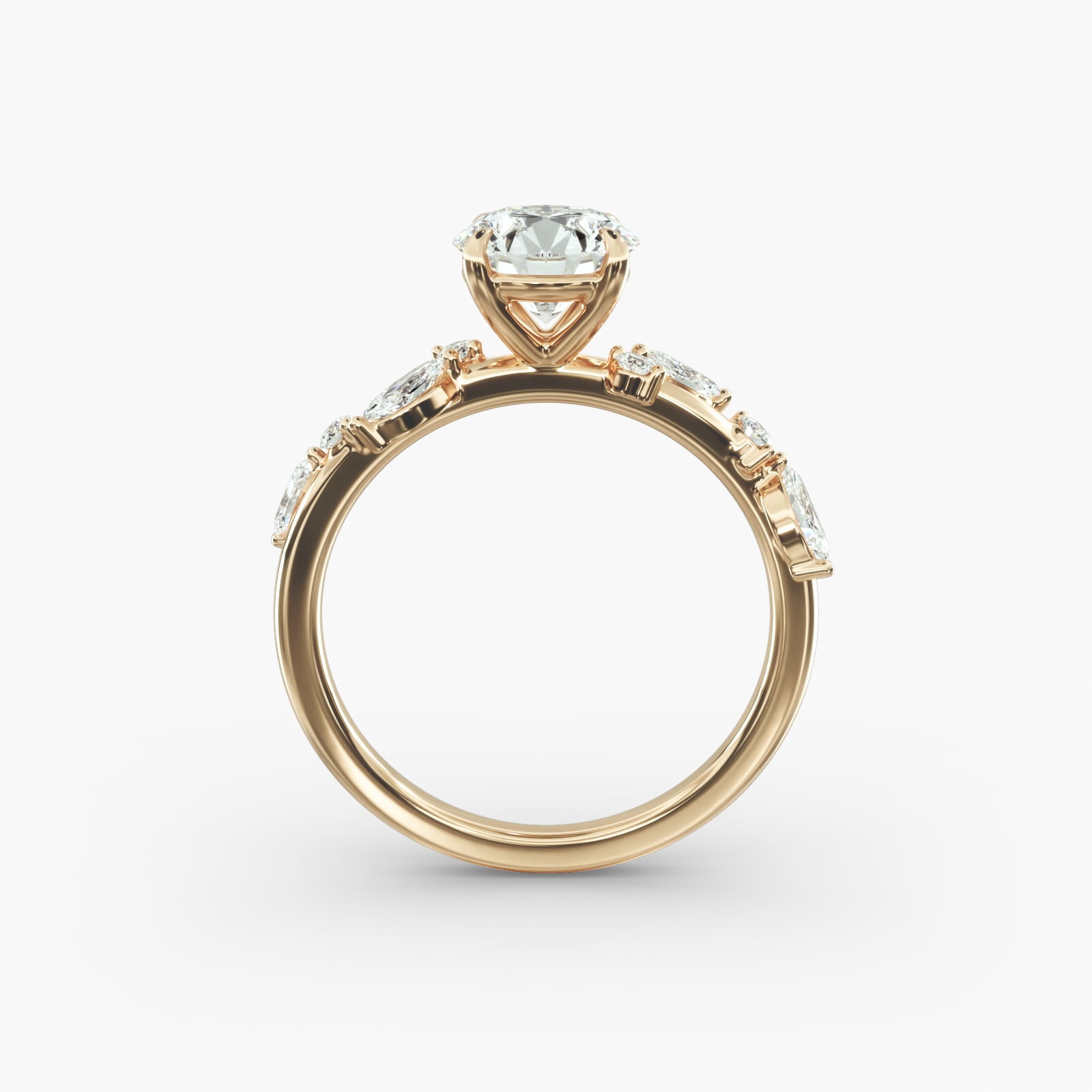 Symphony of Light Floral Round Lab Grown Diamond Center Engagement Ring