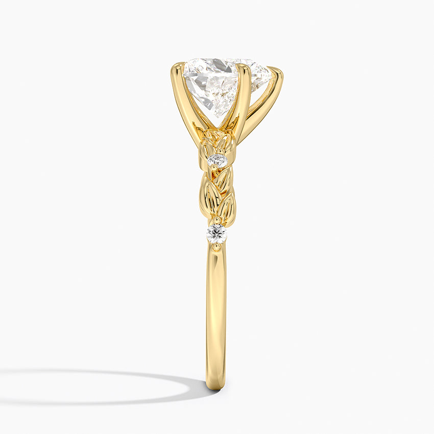 Vine Bloom Milgrain Heart Lab Grown Diamond Center Engagement Ring