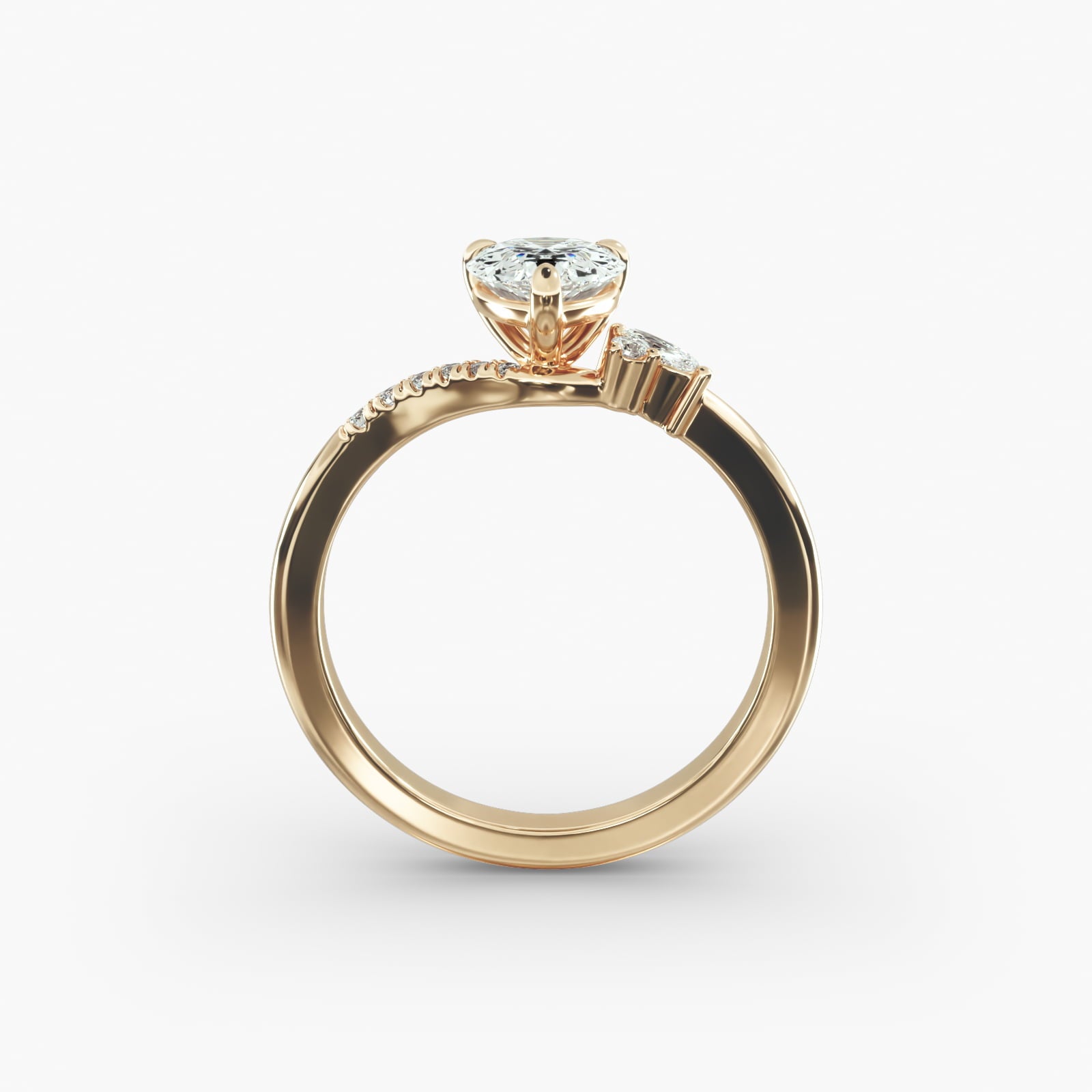 Asymmetric Elegance Pear Lab Grown Diamond Center Engagement Ring