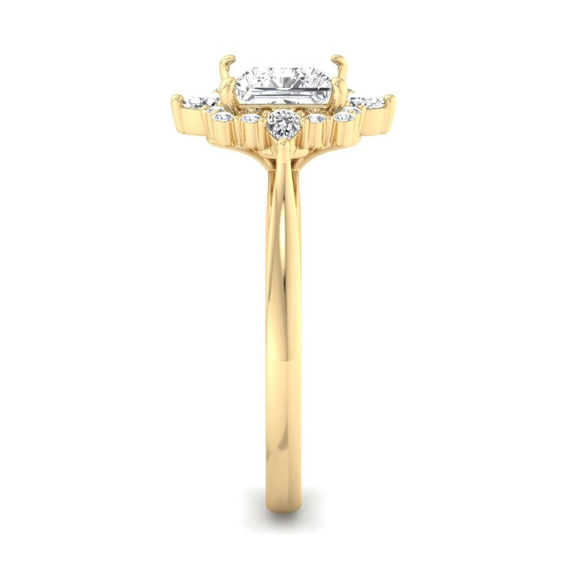 Halo-style with Pear Accents and Princess Lab Grown Diamond Center Engagement Ring