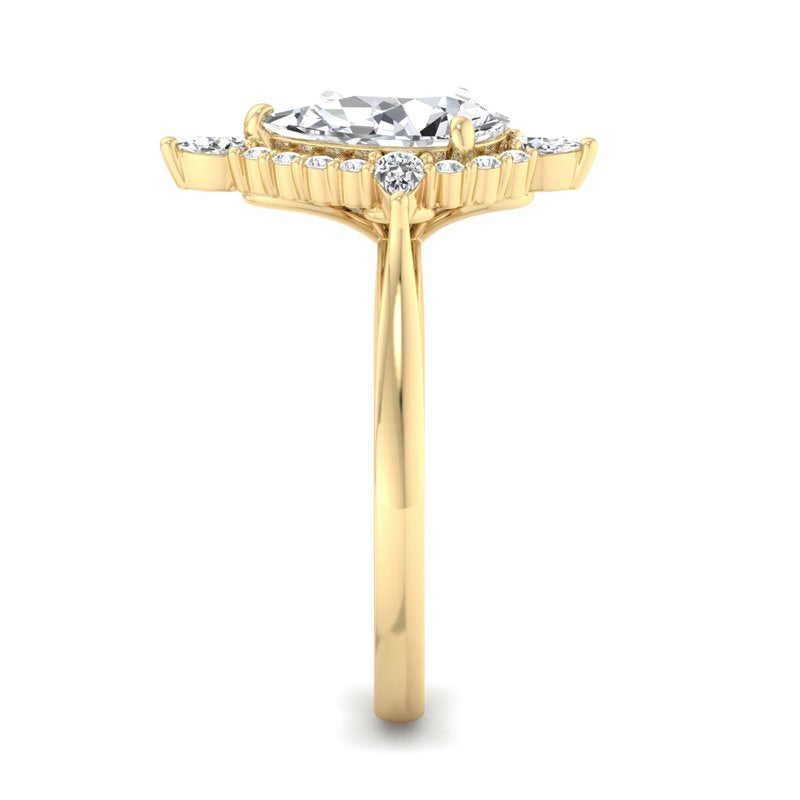 Halo-style with Pear Accents and Pear Lab Grown Diamond Center Engagement Ring