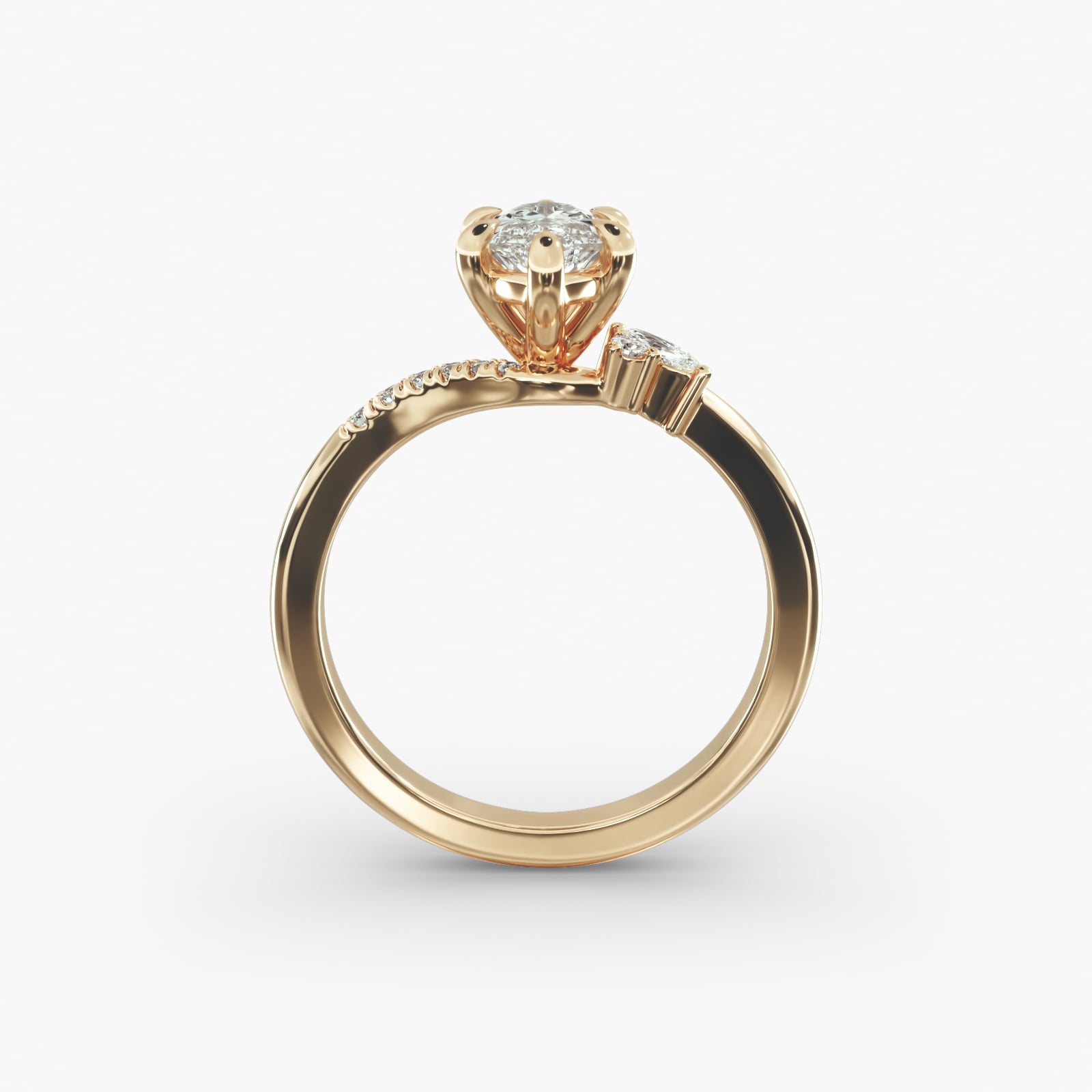 Asymmetric Elegance Marquise Lab Grown Diamond Center Engagement Ring